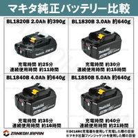 マキタ バッテリー 18V 純正 BL1850B MAKITA 残容量表示 自己故障診断機能 大容量 5.0Ah